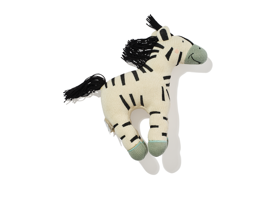 Large organic zebra plush toy