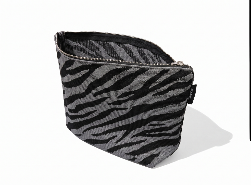 Woven zebra pouch