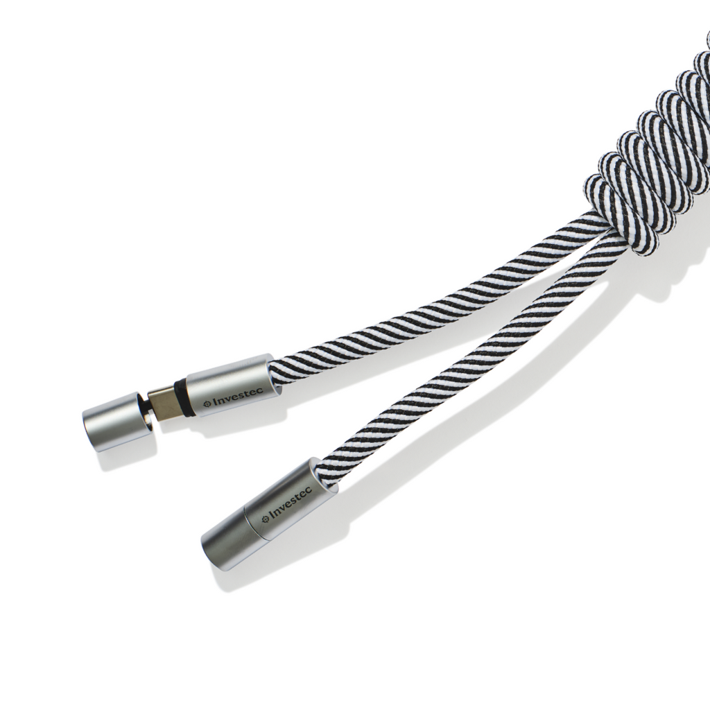 Monochrome rope USBC-C charger cable with keyring