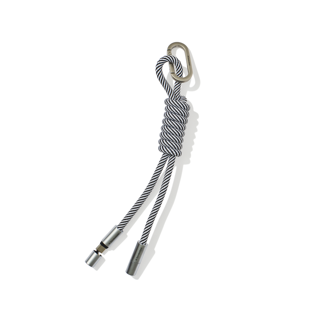 Monochrome rope USBC-C charger cable with keyring